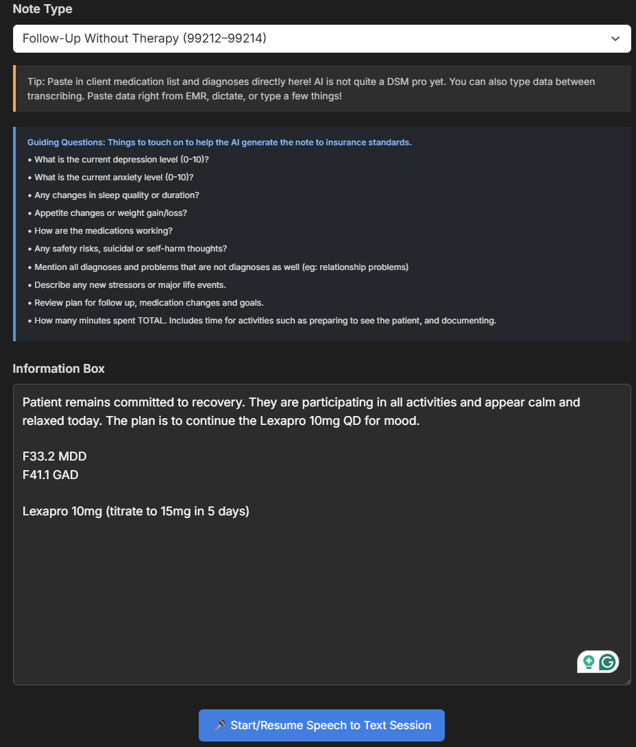 Paste EMR data or record basics